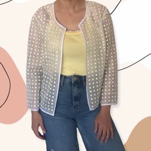 NWT Caché Sheer Yellow Polka Dot Jacket